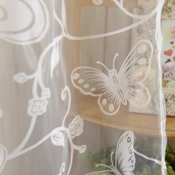 Home Decor Okno Opony Fialový Motýľ Vyhorenia Tylu Voile Textílie Transparentné Obyčajné Premietanie Záclony Obývacia Izba