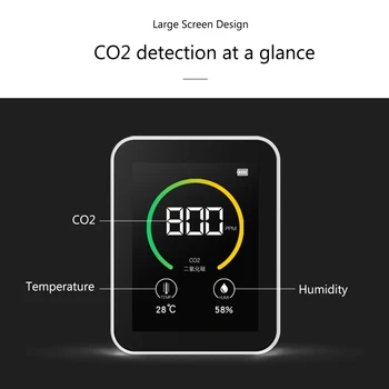 CO2 Vzduchu Monitorovanie Kvality Plynu Tester Detektor Analyzátor Oxidu Uhličitého Meter 400-5000PPM s Teplota Vlhkosť Zobrazenie