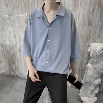 Letné Šaty Tričko pánske Módne Farbou Business Bežné Tričko Mužov Streetwear Voľné kórejský Krátkym rukávom Pánske Tričko M-2XL