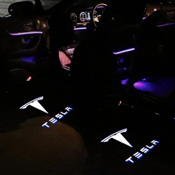2X Pre Tesla Model S Modelom X MODEL 3 2016 2017 2018 2019 Príslušenstvo Led Dvere Auta Svetlá Logo Projektor Laser Ghost Tieň, Svetlo