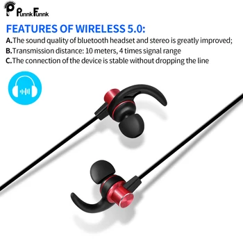 Bluetooth Slúchadlá Bezdrôtové slúchadlá Bluetooth 5.0 Magnetické Krku Basu Stereo Hifi slúchadlá W/Mic auriculares fone de ouvido