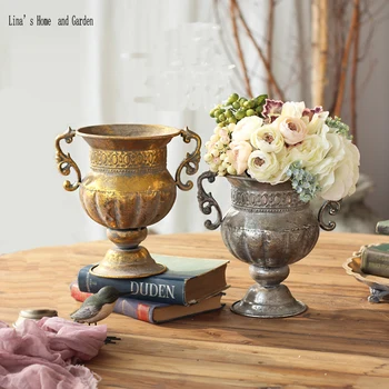 Ručné starožitné vintage retro metal craft dekoratívne vázy