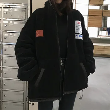 2020 nové zimné dámske bundy retro baránok plyšové obojstranné nosenie bunda plus velvet hrubé voľné Kabát ženy Vetrovka M99