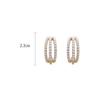 2020 Trend Jednoduchý Tvar C Malá Perla Piercing Hoop Náušnice Pre Ženy Individuality 925 Sterling Silver Módne Šperky Žena