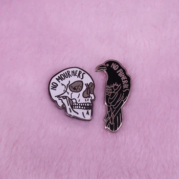 Č Mourners, Č Pohreby smalt pin nastaviť Šesť vrany inšpiroval Goth literatúry knihomoľa dekor