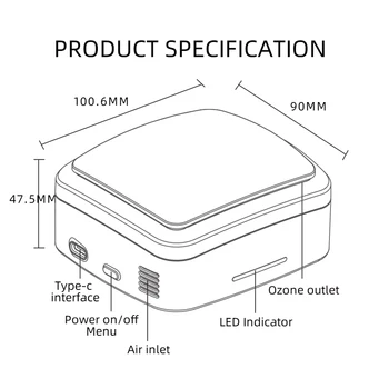 Mini Prenosný Generátor Ozónu Čistička Vzduchu USB Nabíjateľné Deodorizer Sterilizátor pre Domáce Auto Formaldehy Benzénu Amoniaku