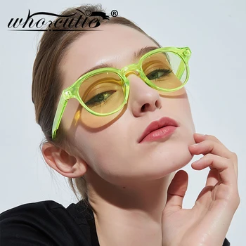 KTO CUTIE Okrúhle Modré Okuliare Ženy Muži 2020 Dizajn Značky Zelený Rám Tichom Odtieň Kruh Objektívu 90. ROKOV Candy Farby Slnečné Okuliare S193