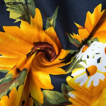 Letné kvetov Vytlačené Mužov Bežné Havajské Košele, Krátky Rukáv Bavlna Streetwear Klope Pláži Camisa 2021 Značky Košele INCERUN 7