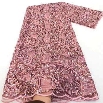 Madison Vysokej Kvality Afriky Šaty Pre Ženy Nigérijský Afriky Textil Čipky Ružové Flitre Čistý Čipky Textílie