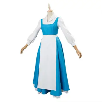 Kráska A Zviera Princezná Belle Šaty Cosplay Kostým Belle Kostým Modrý Slúžka šaty pre Dospelých žien Halloween Kostým
