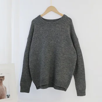 Pulóver sveter dámy voľné a mäkké vlnený sveter pletený pulóver ležérny top pulóver