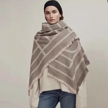 NewNordic TOT Klasické Logo Šatka Žena na Jeseň v Zime 2019,Geometrické lemovaný lady cashmere teplý šál šatku cashmereScarf