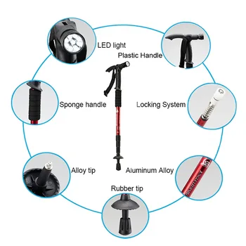 Teleskopická Walking Stick pre Starších ľudí, Starých Mužov, Ženy, Chôdza Trstiny s LED Osvetlenie Barly pre Staršie Matky a Otcov