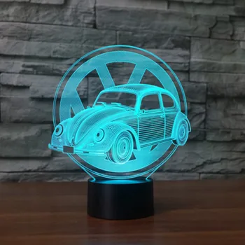 Mini Chrobák Auto 3D LED RGB Nočné Svetlo 7 Farieb Zmeniť Stôl Svetlo Akčné Figúrky 2913 Detský Domov Vianočné Hračky