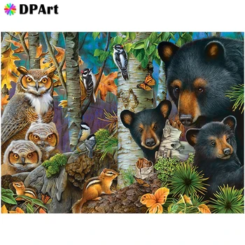 Diamond Maľovanie 5D Plné Námestie/Kolo Vŕtať Medveď, Sova Lesná Zvierat Daimond Výšivky Maľovanie Cross Stitch Mozaikový Obraz M1791