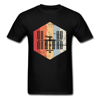 Vytlačené čierne Tričko Hot Predaj Muži T-Shirts Retro Medzinárodnej Vesmírnej Stanice ISS Ikonu Fitness Lete Manželka Topy Tričko Mier
