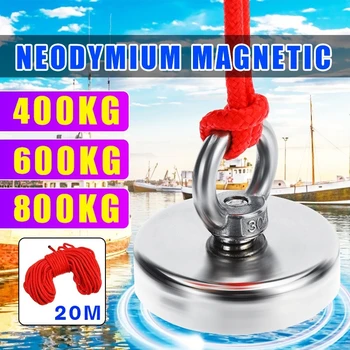 800/600/400KG Silné Silné Neodýmu Magnet Háčik Zachrániť Magnet Rieka Rybárskych Zariadení Držiteľ Ťahanie Montáž Hrniec+10M Lano