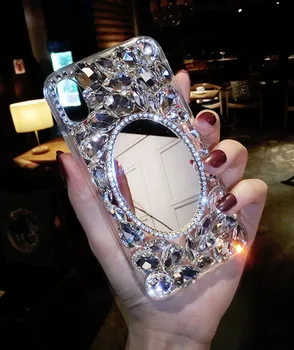 XSMYiss Pre Samsung S6 S7 S8 S9 S10 PLUS S10 Lite Poznámka: 5 8 9 Luxusné Bling Crystal Diamond Zrkadlo Mäkké Silikónové Telefón Prípade