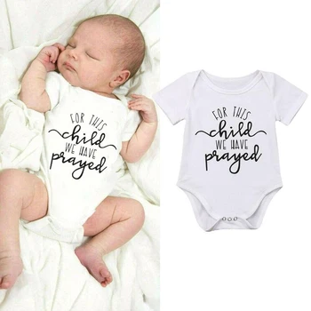 2020 Novorodenca Kombinézach pre Toto Dieťa Sme Sa Modlili Písmená Baby Girl Kombinézu Krátkym Rukávom Letné Batoľa Playsuit Onesie