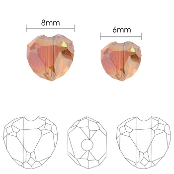 Srdce Sklenené Korálky Pre Šperky, Takže 6/8MM Trojuholník Crystal Lampwork Kúzlo Náramok DIY Remesiel Silikónové Počiatočných Príslušenstvo