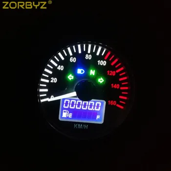 ZORBYZ Motocykel Čierna / Chróm, Digitálna LED LCD KM/H Rýchlomer počítadlo kilometrov Rýchlosť Paliva manometrom Meter