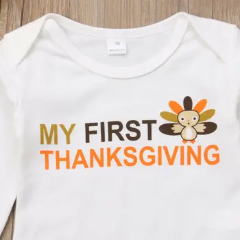 Nové Detské Oblečenie Nastaviť Môj Prvý Deň Vďakyvzdania Outfit Na Jeseň Novorodenca Batoľa Dievčatá Chlapci Deti Bavlna Kombinézu Turecko Nohavice, Klobúk