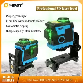 XEAST 12 = 3D Laserové Úroveň Self-Vyrovnanie 360 Horizontálne A Vertikálne Kríž Super Silný Zelený Laser Úrovni