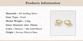 BOAKO Osobné Tri Pearl Korálky Prívesok Visieť Drop Náušnice pre Ženy Darček Originálne 925 Sterling Silver Jemné Šperky