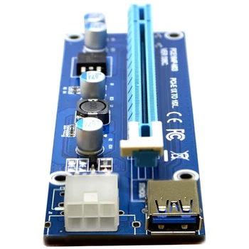 4-Pack PCIe 6-Pin PCI-E 16X 1X Powered Stúpačky Karty Adaptéra s 60cm USB 3.0 Predlžovací Kábel A 6-Pin PCI-E SATA