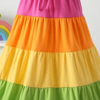 Sladké Iny Dievčatká Candy Farby Volánikmi Twirly Maxi Sukne Multi Color Roztomilé Deti Jar Leto Jeseň Oblečenie