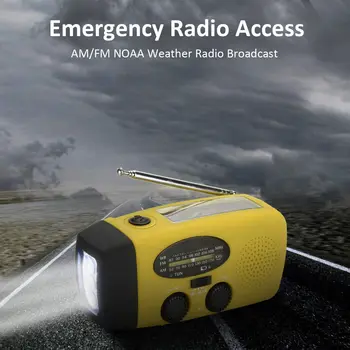 5-v-1 Núdzové Prenosné AM, FM Rádio 1000mAh Power Bank Ručne Kľukou Samostatne Napájaný AM/FM/NOAA Solárne Rádia s 3 LED Baterka