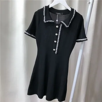 2019 Polo Bežné Šaty Festa De T Shirt Femme Letné Topy Oblečenie žena, dievča šaty Ete Vestidos pletené