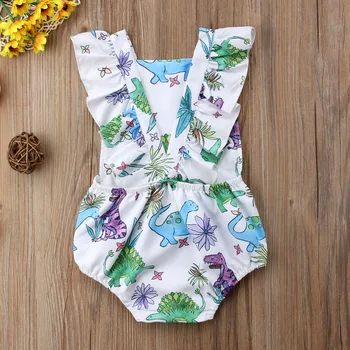 Móda Novorodenca Dievča Dinosaura Romper Jumpsuit Sunsuit Oblečenie Šaty Letné