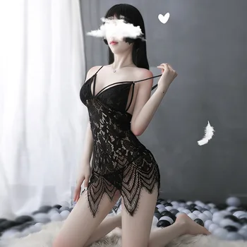 Allure Sexy Duté Sa Nightgown Čipky Odev Spánku Šaty Letné Pyžamo Domáce Oblečenie, vidieť cez Hlboké V Šatke, Porno Nightdress