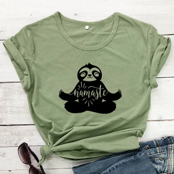 Namaste Lenivosť T-shirt Roztomilý Ženy Jogy Meditácie Tričko Zábavné Letné Krátky Rukáv Tumblr Grafické Tees Topy Dropshipping
