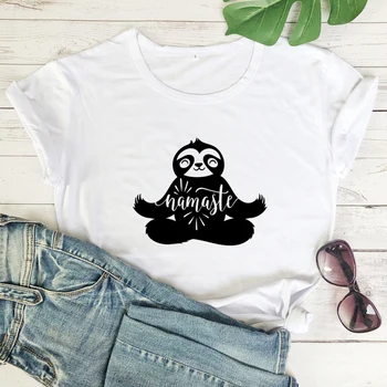 Namaste Lenivosť T-shirt Roztomilý Ženy Jogy Meditácie Tričko Zábavné Letné Krátky Rukáv Tumblr Grafické Tees Topy Dropshipping