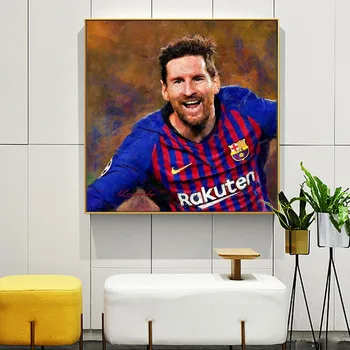 Svetoznámej Futbalová Hviezda Lionel Messi Plátno Maľovaní Plagátov a Tlačí na Steny Umenie Obrázok pre Obývacia Izba Domova Cuadros