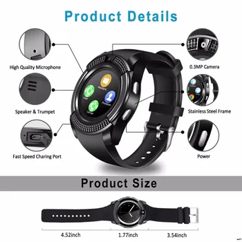 Smart hodinky Bluetooth dotykový displej Android nepremokavé športové mužov a žien smart hodinky s fotoaparátu, slot karty SIM dropshiping