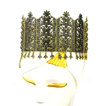 Sunspicems Retro Zlaté Alžírskej Headpiece Hlavu Reťazca Vlasy, Šperky pre Ženy, Svadobné Hostiny Koruny Šedá Drahokamu Svadobný Dar