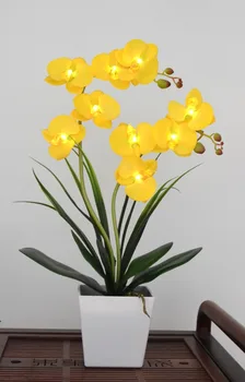 9 LED Batérie Osvetlené Kvet orchidea Phalaenopsis v hrnci Orchidea, Kvet Bonsai Dovolenku Svadobné Domáce Dekorácie Darček k Narodeninám