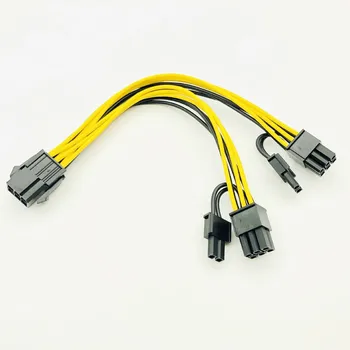 5 KS PCI-E 6-pin, Dual 6+2-pin (6-pin/8-pin) Power Splitter Kábel, Grafická Karta PCIE 6Pin PCI Express Dual na 8Pin Napájací Kábel