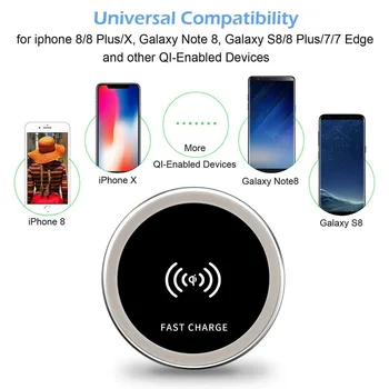 Univerzálny Qi Bezdrôtový Nabíjací Stojan 15W 7.5 W alebo 5W Dock Vložené Qi Bezdrôtové Indukčné Nabíjanie Transmitte pre iPhone Samsung