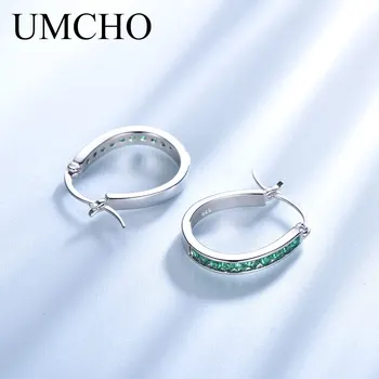 UMCHO 925 Sterling Silver Klip Náušnice Pre Ženy Emerald Drahokam Svadobné Zapojenie Jemné Šperky Valentine Darček