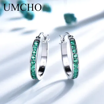 UMCHO 925 Sterling Silver Klip Náušnice Pre Ženy Emerald Drahokam Svadobné Zapojenie Jemné Šperky Valentine Darček