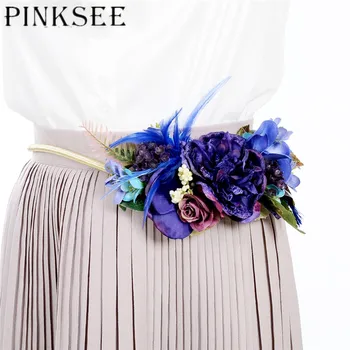 PINKSEE Veľké Textílie Kvet Pás Reťazca Plážové Šaty, Dekorácie, Elegantné Telo Šperky Doplnok pre Ženy