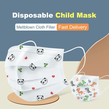 50Pcs Jedno Dieťa Chirurgické Masky 3 Vrstvy Meltblown Tváre Ochranný Filter Bezpečnosť Dieťaťa Maska Cartoon Deti Lekárske Masky
