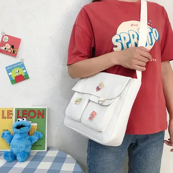 Plátno jednoduchý štýl unisex cartoon vzor bežné kabelky multifunkčná taška cez rameno veľkú kapacitu tote bag shopper taška