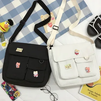 Plátno jednoduchý štýl unisex cartoon vzor bežné kabelky multifunkčná taška cez rameno veľkú kapacitu tote bag shopper taška