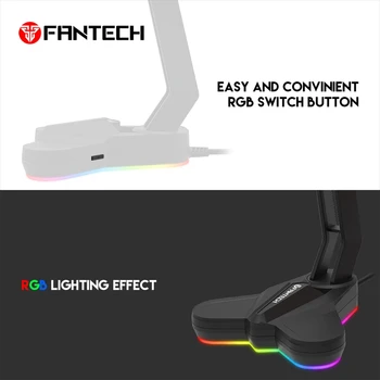 HOT-FANTECH AC3001S RGB pre Slúchadlá, Stand Anti-Sklzu a Základňa Je Priťažujúca pre Multi-Funkčné Slúchadlá, Stojan(Black)