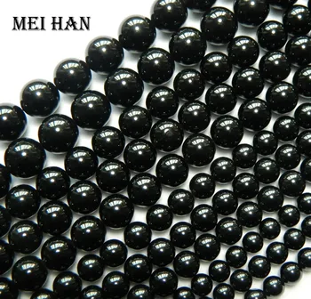 Meihan (1strand/set) fyzická 6-12 mm Morion black quartz hladké, okrúhle korálky kameň pre šperky, takže diy dizajn mužov náramok
